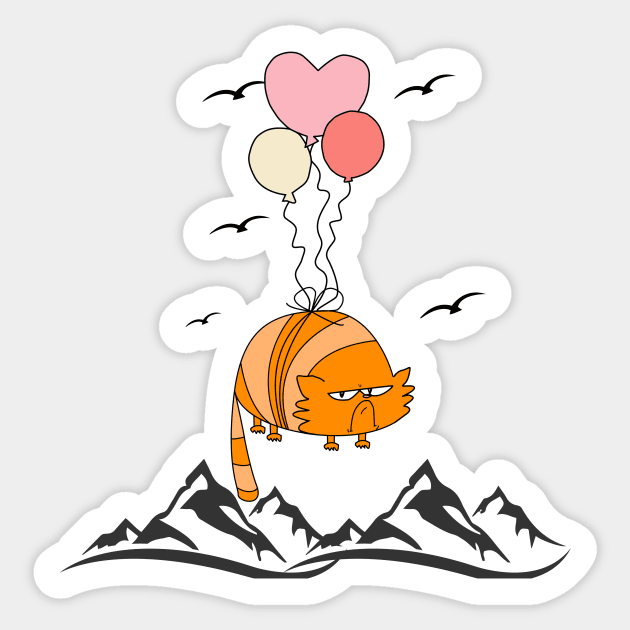 Angry Cat Flaying Balloon Funny Sticker by DesignArchitect